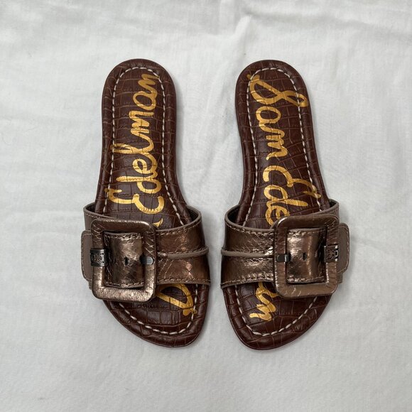 Sam Edelman Womens Gaige Pewter Boa Print Slide Sandals Size 5 - Picture 4 of 7